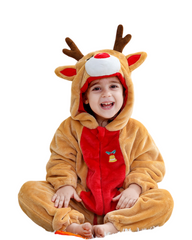 Fluffy Animal Hooded Jumpsuit for kids Featuring Cartoon Characters and Front Zipper