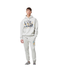 Oversized Off-White Graphic Pullover Hoodie – Vintage Style Heavyweight Fleece Sweatshirt