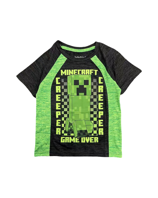 Green Pixel Block Gamer T-Shirt - Boys Short Sleeve Game Over Graphic Tee