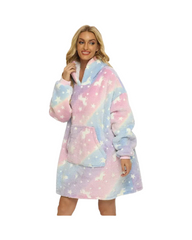 Oversized Tie-Dye Wearable Blanket Hoodie – Soft Plush Hooded Fleece Snuggle Sweatshirt with Front Pocket