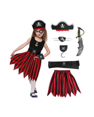 Majestic Kids Pirate Voyage Costume Bundle – 6-Piece Luxury Halloween Outfit with Sword, Eye Patch, & Hook