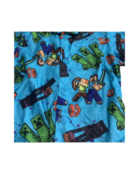 Minecraft Print Boys Flannel Pajamas – Soft Winter Nightwear Set