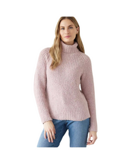 Pink Turtle Neck Knit Sweater - Women's Long Sleeve Top
