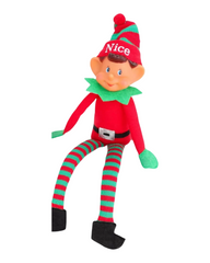 40cm Bendable Plush Christmas Elf Doll – Festive Naughty & Nice Holiday Shelf Sitter