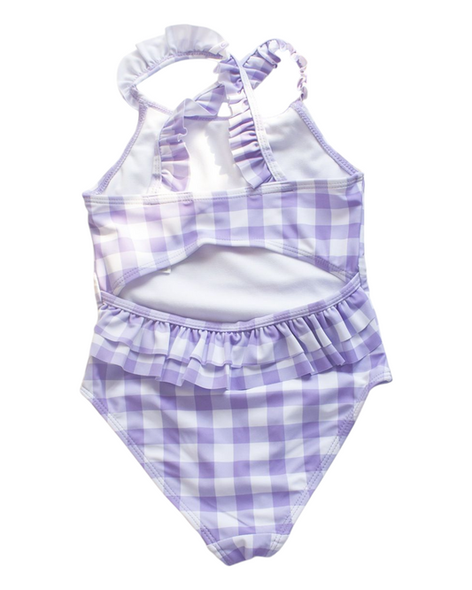 Purple Checkered Peppa Pig One-Piece Swimsuit