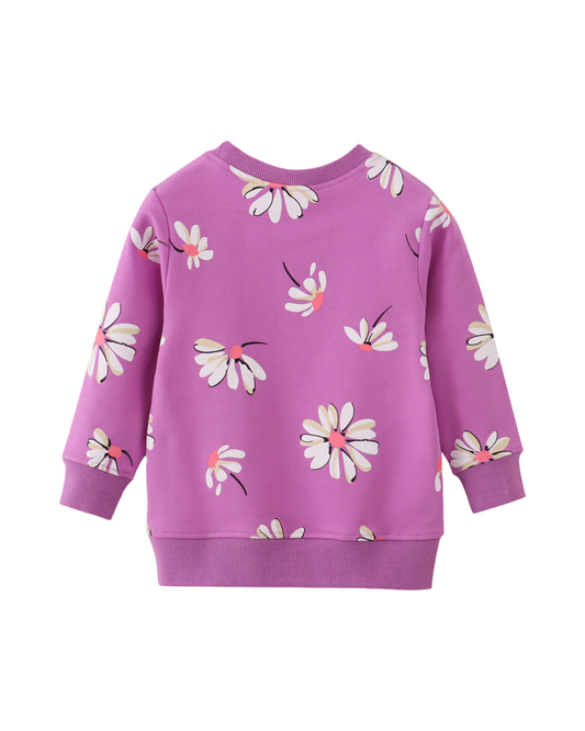 Cotton Floral Long-Sleeve Crewneck Sweatshirt for Girls