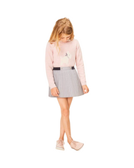 Warm Wool Knit Pullover Sweater for Girls with Little White Dog Design