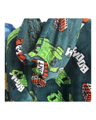 Relaxed-Fit Gaming Hooded Pullover Featuring Green Block-Pattern Graphics