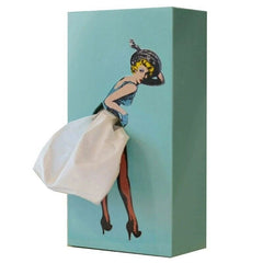 Lady Pulling Tissue Skirt Tissue Box