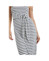 Striped Square Neck Spaghetti Strap Midi Dress - Casual Summer A-Line Sun Dress