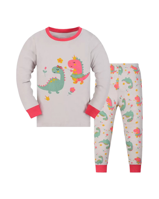 Two-Piece Dino Print Toddler Pjs & Kids Nightwear Set