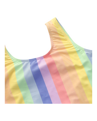 One-Piece Rainbow Striped Swimsuit