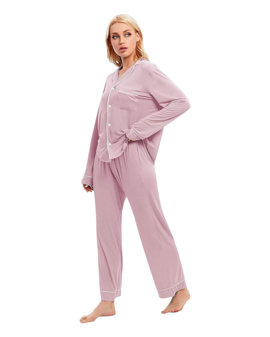 Women's Long-Sleeved Flowing Shirt and Pants Pyjama Set