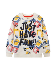 Soft Cotton Long Sleeve Kids Printed Crewneck Sweatshirt