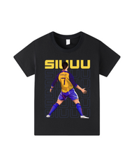 Cotton Short Sleeve Kids Graphic T-Shirt - Siuuu 7 Football Tee