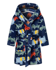 Boys' Fluffy Patterned Bath Robe