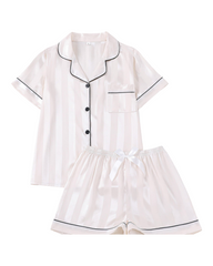 Silk Satin Button Down Pajamas for Women Short Pj Sets