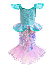 Aqua and Lavender Sequinned Mermaid Dress with Ruffles