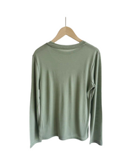 Long Sleeve Round Neck Stretch T-Shirt – Soft Satin Blend Casual Top