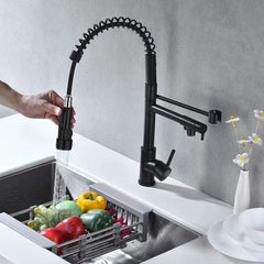 Dual-Mode Pull-Out Kitchen Sink Faucet – Modern Stainless Steel Single Handle Hot and Cold Mixer Tap