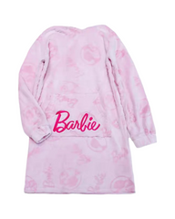 Barbie Logo Print Girls Oversized Fleece Oodie Hoodie Blanket with Kangaroo Pocket
