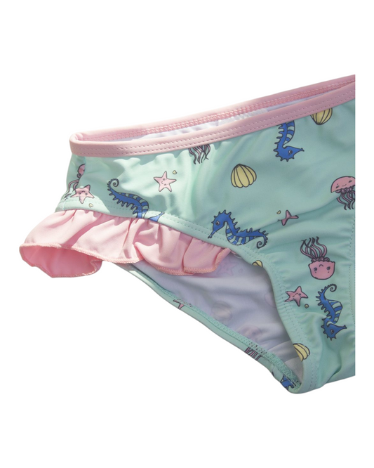 Sea Creature Patterned Pink Accented Bikini