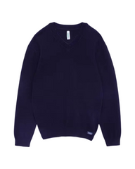 Classic Navy Blue Boys V-Neck Knit Sweater – Formal & School Uniform Pullover
