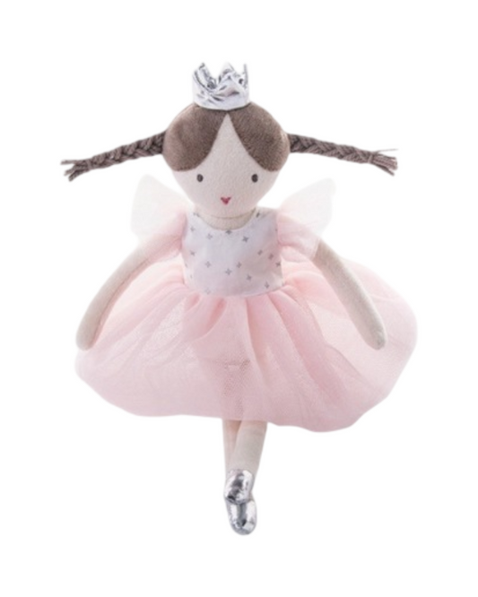 Ballerina Doll Soft Toy with Satin Dress and Ribbon Accents