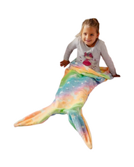 Glow in the Dark Mermaid Blanket for Kids Fleece Luminous Sleeping Bag Flannel Throw