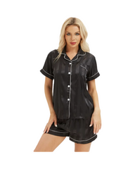 Silky Satin Button Down Pajamas for Women Short Pj Sets