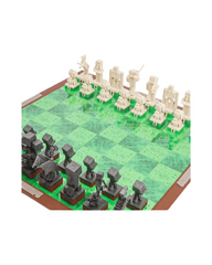 Green Pixel Block Video Game Styled Interactive Tabletop Strategy Chess Set