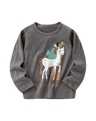 Long Sleeve Sweatshirt Girls Unicorn Printed Cotton Top