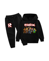 Roblox Cartoon Graphic Girls Tracksuit Hoodie and Pants Set