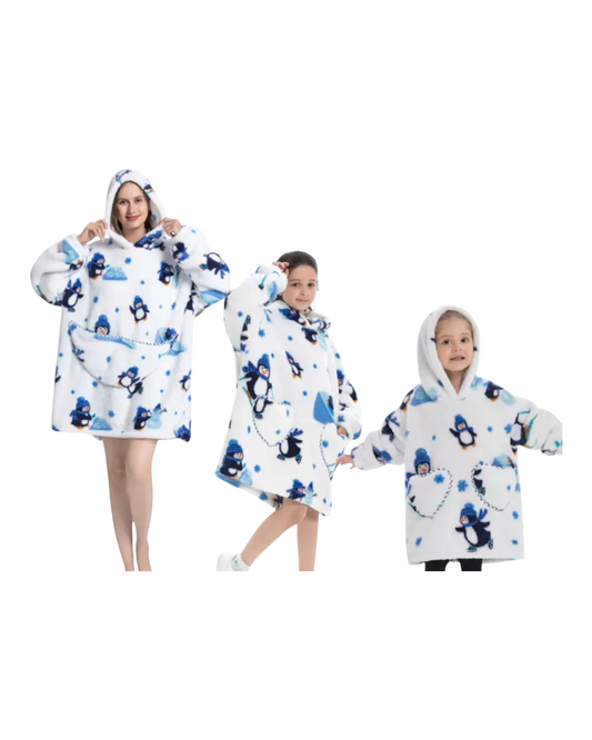 Fluffy Patterned Oodie with Pockets