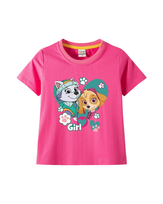 Paw Patrol Skye & Everest Short Sleeve Cotton Girls Graphic Tee