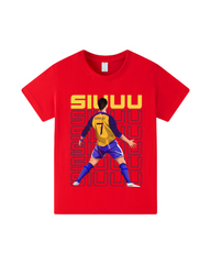 Cotton Short Sleeve Kids Graphic T-Shirt - Siuuu 7 Football Tee