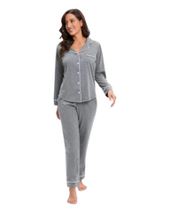 Women's Long-Sleeved Flowing Shirt and Pants Pyjama Set
