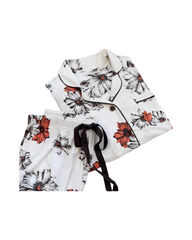 Floral Long Sleeve Pajama Set Women Two-Piece Sleepwear Button Down Lounge Set