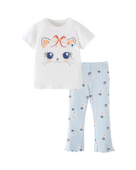 Cartoon Cat Girls T-Shirt Pants