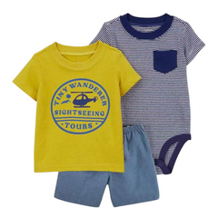 Three-Piece Patterned Baby Boys' Outfit Set