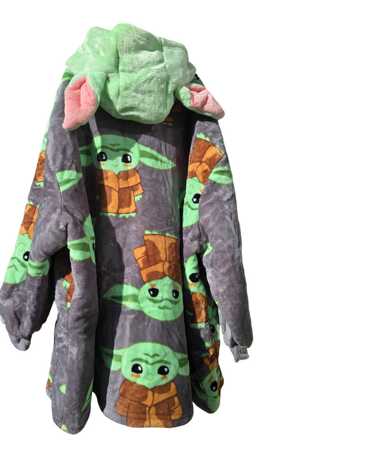 Fluffy with Baby Yoda Pattern Oodie