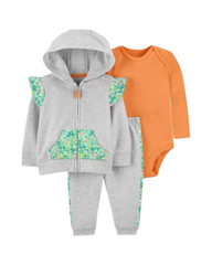 3-Piece Toddler Hooded Sweatshirt and Bodysuit Set