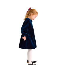 Velvet Long Sleeve Toddler and Girls Dress with Ruffled Collar