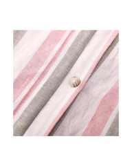 Vertical Striped Linen Mini Shift Dress with Short Sleeves - Casual Everyday Summer Tunic