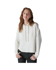 Cozy Off-White Drawstring Hoodie for Women – Casual Long Sleeve Fleece Pullover Sweatshirt