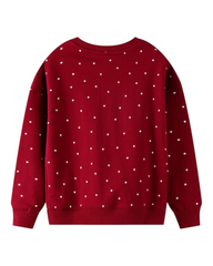 Red Unicorn Jumper with White Mini Star Pattern