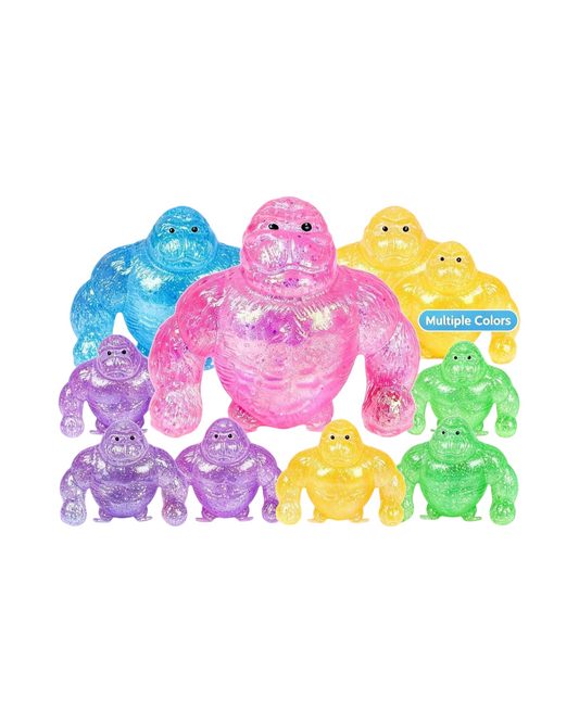 Silicone Gorilla Glitter Monkey Squishy Toy for Stress Relief and Sensory Play