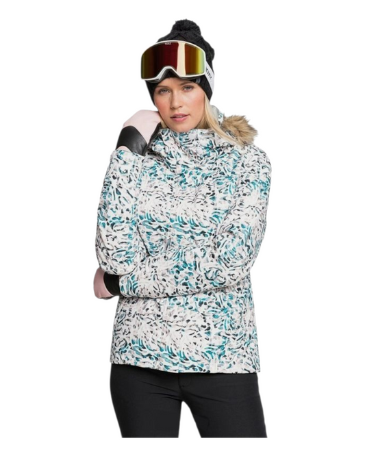 Glam Leopard Print Ski Coat with Fur-Lined Hood