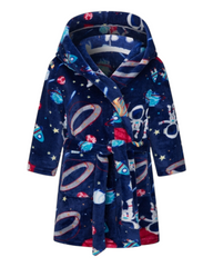Boys' Fluffy Patterned Bath Robe