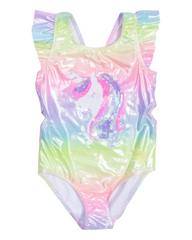 Multi-Coloured One-Piece Swimsuit with Sequin Design